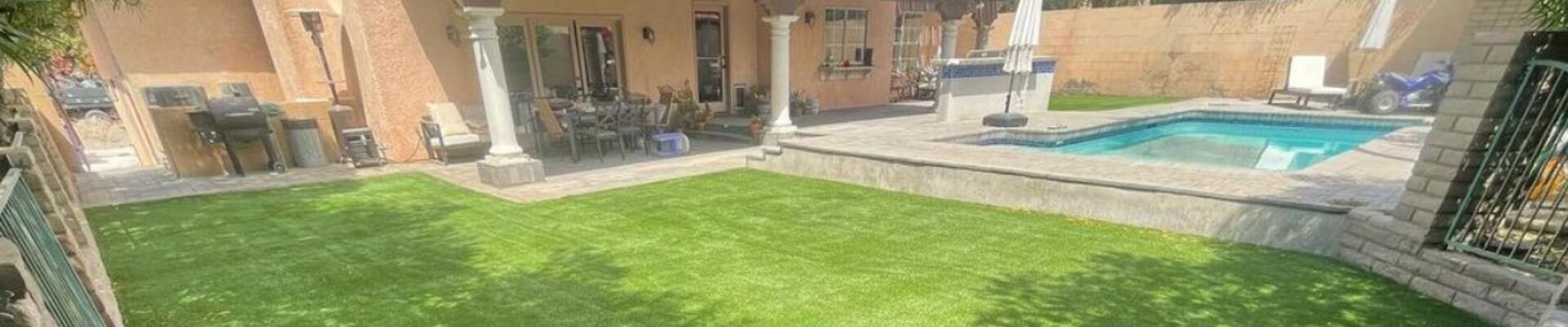 Custom outdoor living  space with shaded patio in Yuma