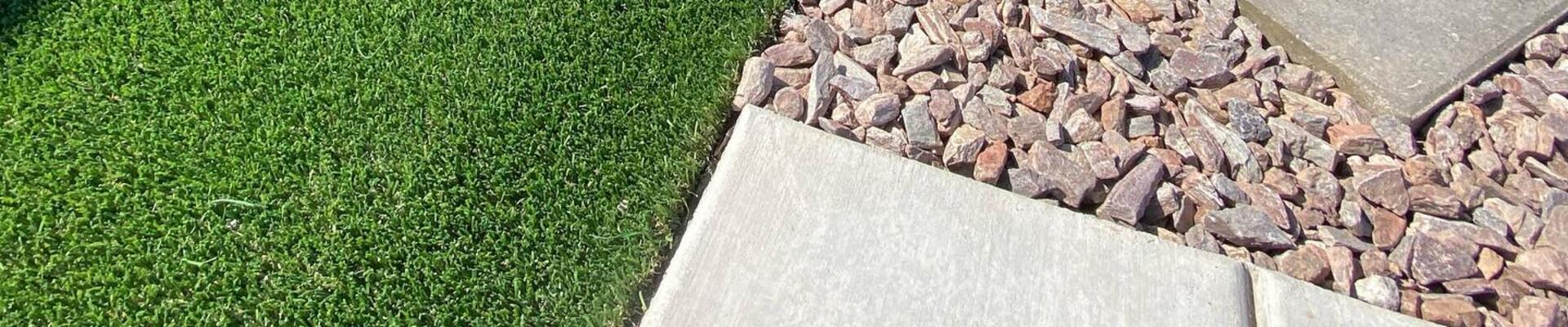 Artificial grass installation in a Yuma backyard
